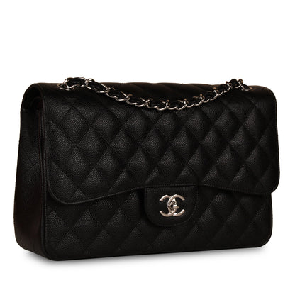 Chanel Classic Flap Caviar Black Shoulder Bag Style 38