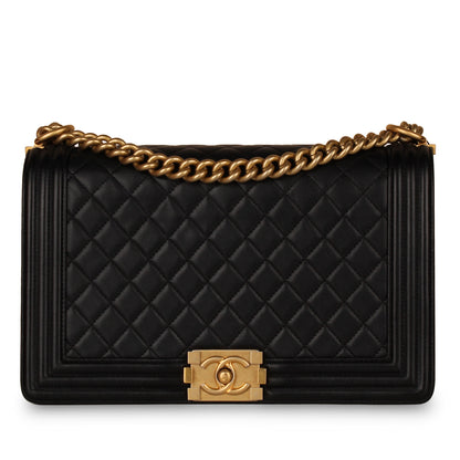 Chanel Boy Bag Lambskin Black Shoulder Bag Style 4