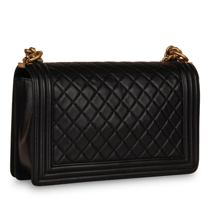 Chanel Boy Bag Lambskin Black Shoulder Bag Style 4