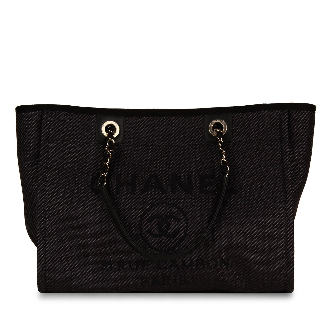 Chanel Cambon Leather Black Tote Bag Leather