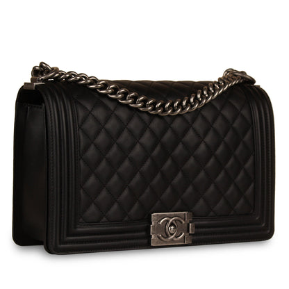 Chanel Boy Bag Lambskin Black Shoulder Bag Style 3