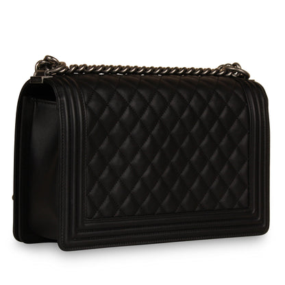 Chanel Boy Bag Lambskin Black Shoulder Bag Style 3