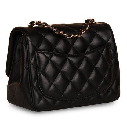 Chanel Classic Flap Lambskin Black Shoulder Bag Style 222
