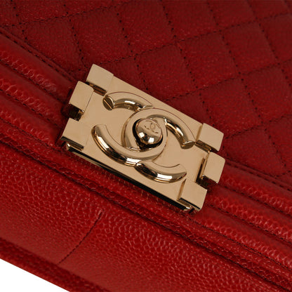 Chanel Boy Bag Caviar Gold Shoulder Bag Style 3