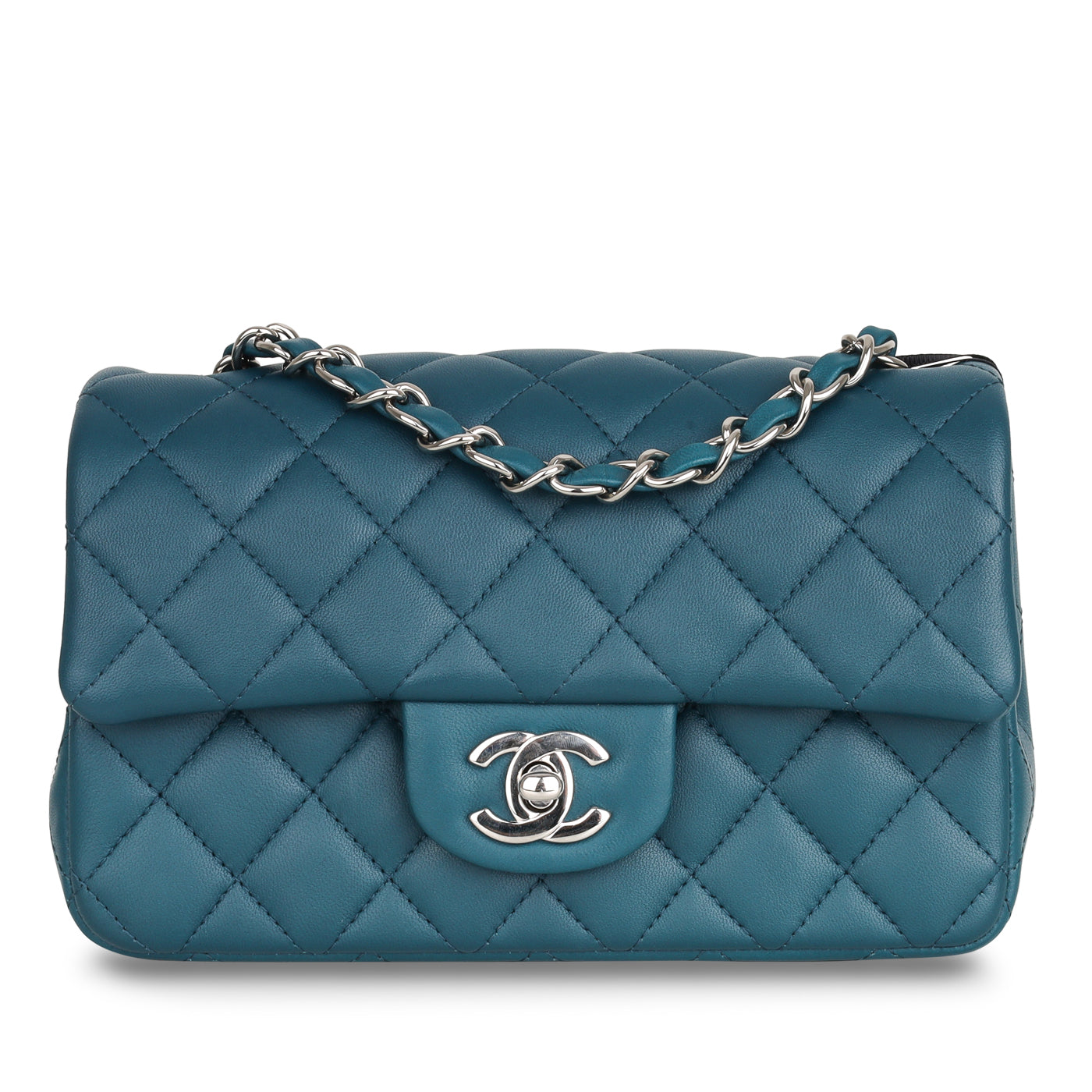 Chanel Classic Flap Lambskin Silver Shoulder Bag Style 26