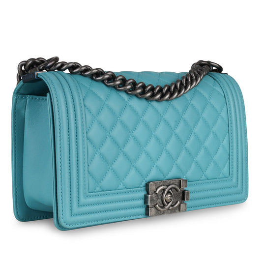 Chanel Boy Bag Lambskin Cream Shoulder Bag
