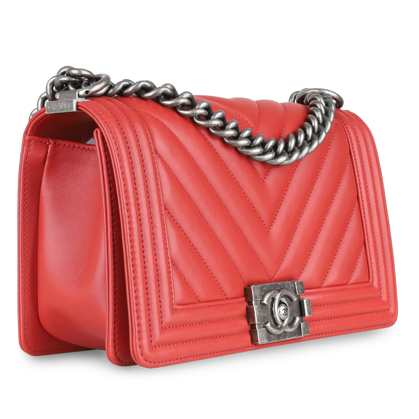 Chanel Boy Bag Lambskin Red Shoulder Bag