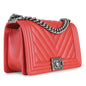 Chanel Boy Bag Lambskin Red Shoulder Bag