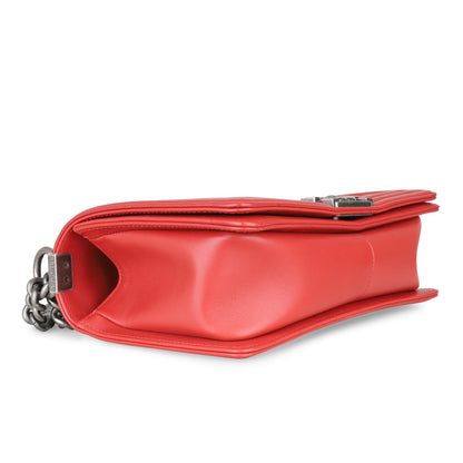 Chanel Boy Bag Lambskin Red Shoulder Bag