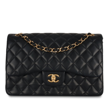 Chanel Classic Flap Lambskin Black Shoulder Bag Style 44