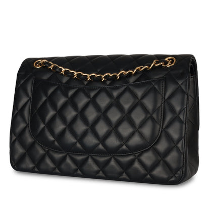 Chanel Classic Flap Lambskin Black Shoulder Bag Style 44
