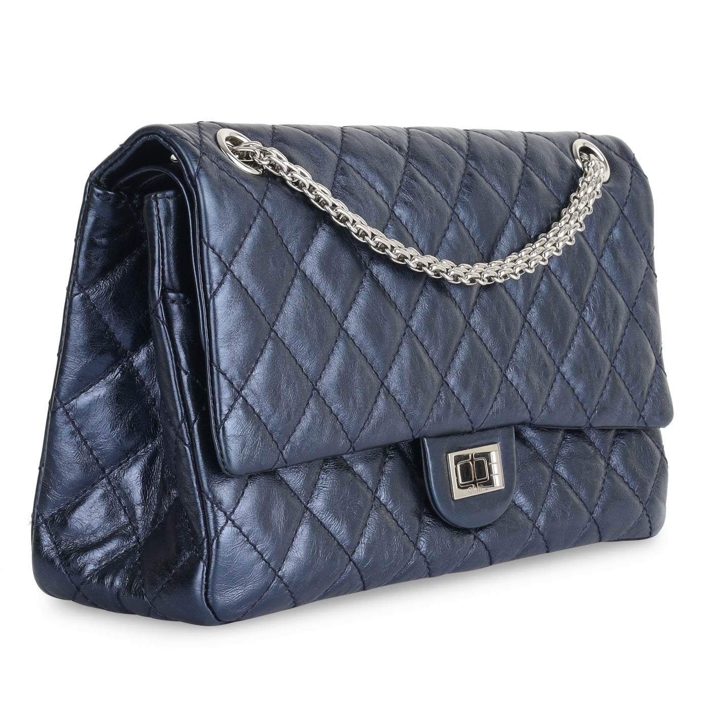 Chanel Classic Flap Calfskin Blue Shoulder Bag