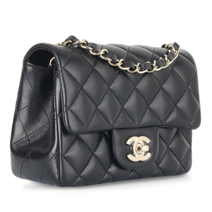 Chanel Classic Flap Lambskin Black Shoulder Bag Style 217