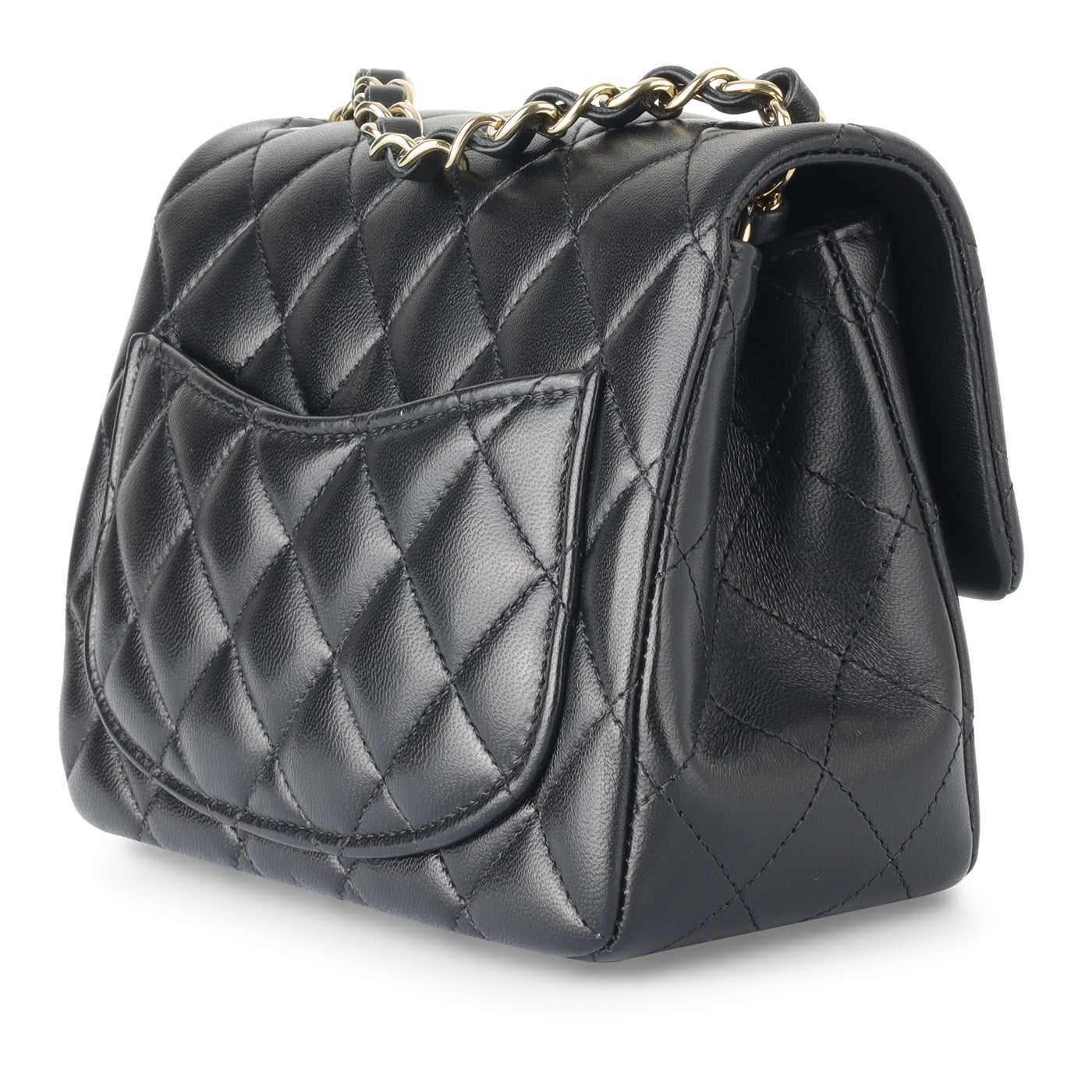 Chanel Classic Flap Lambskin Black Shoulder Bag Style 217