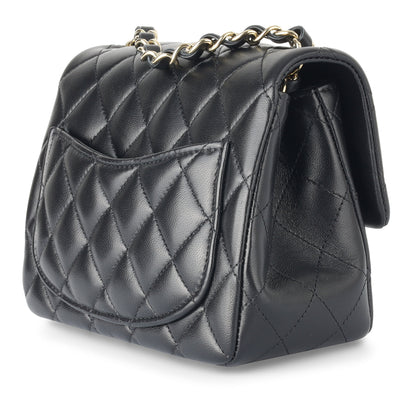 Chanel Classic Flap Lambskin Black Shoulder Bag Style 217