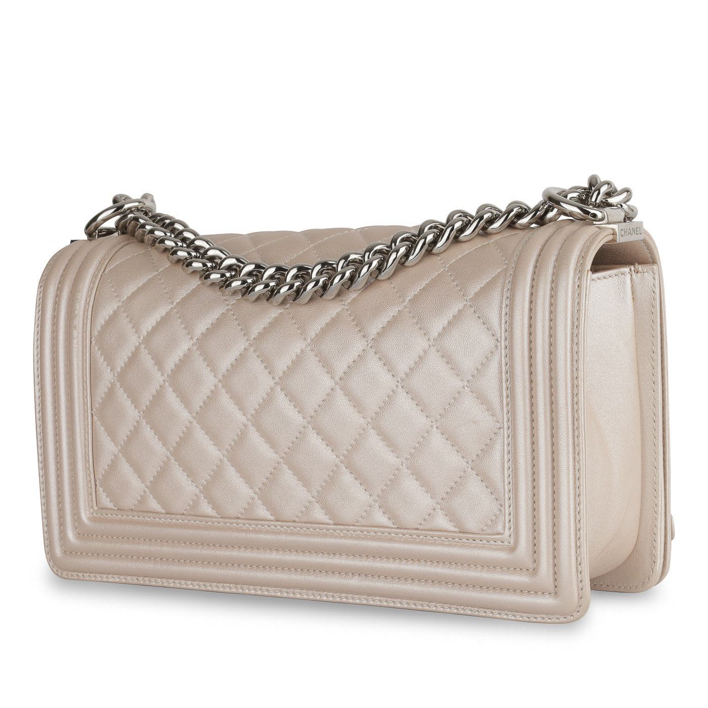 Chanel Boy Bag Calfskin Silver Shoulder Bag Calfskin