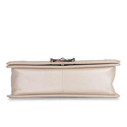 Chanel Boy Bag Calfskin Silver Shoulder Bag Calfskin