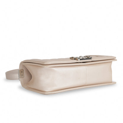 Chanel Boy Bag Calfskin Silver Shoulder Bag Calfskin