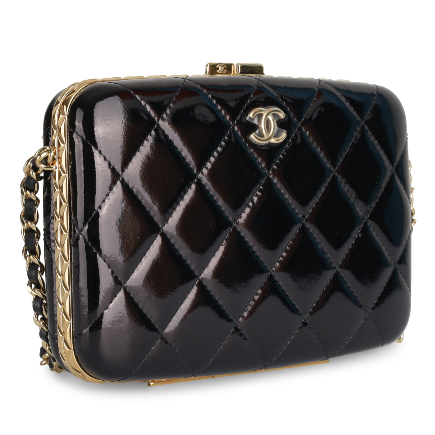 Chanel Patent Leather Black Clutch Patent Leather