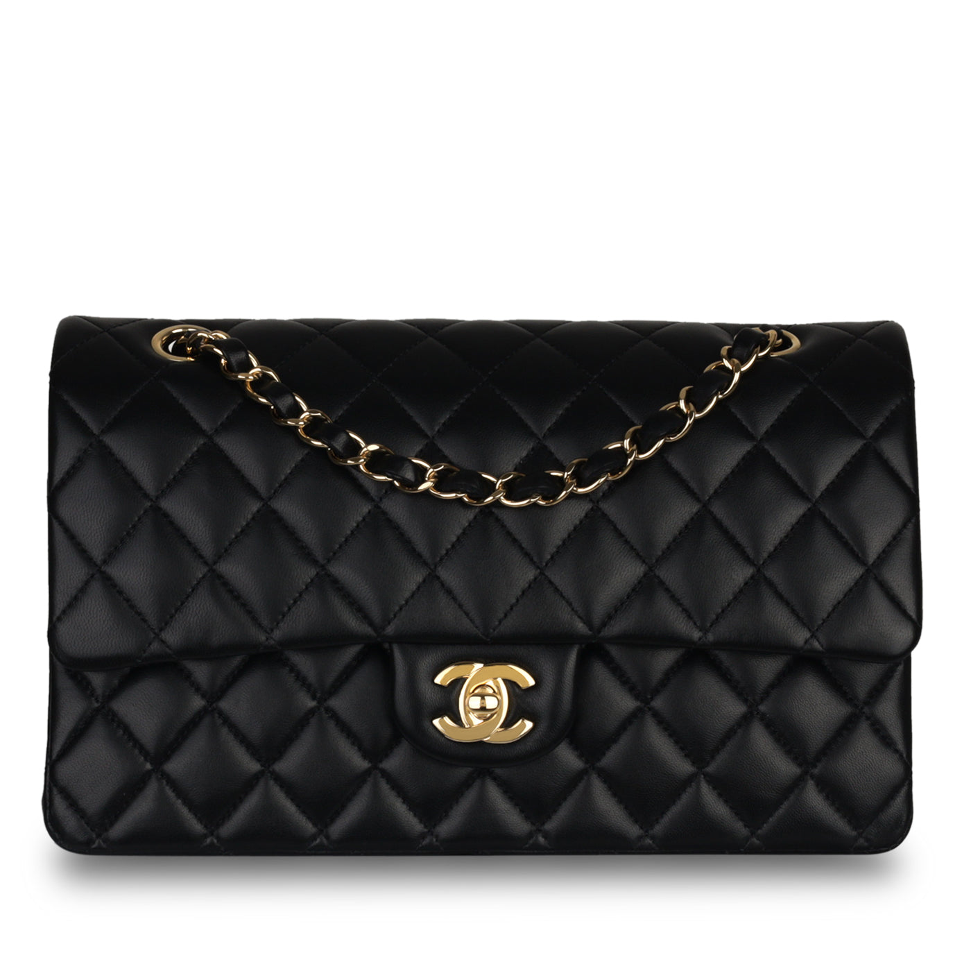Chanel Classic Flap Lambskin Black Shoulder Bag Style 114