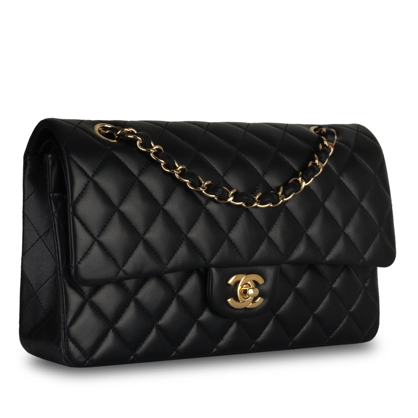 Chanel Classic Flap Lambskin Black Shoulder Bag Style 114