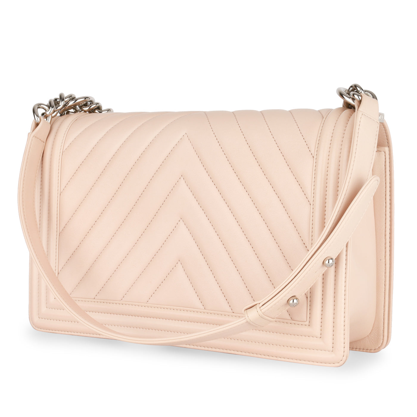 Chanel Boy Bag Lambskin Silver Shoulder Bag
