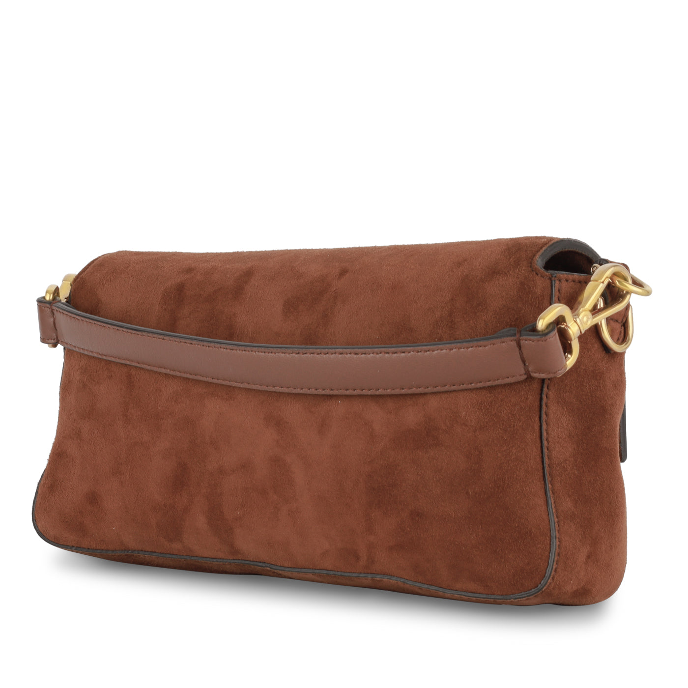 Fendi Baguette Suede Brown Shoulder Bag