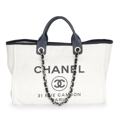 Chanel Cambon Leather Silver Tote Bag