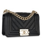 Chanel Boy Bag Lambskin Black Shoulder Bag Style 35