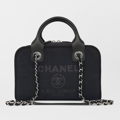 Chanel Deauville Lambskin Black Tote Bag Style 2