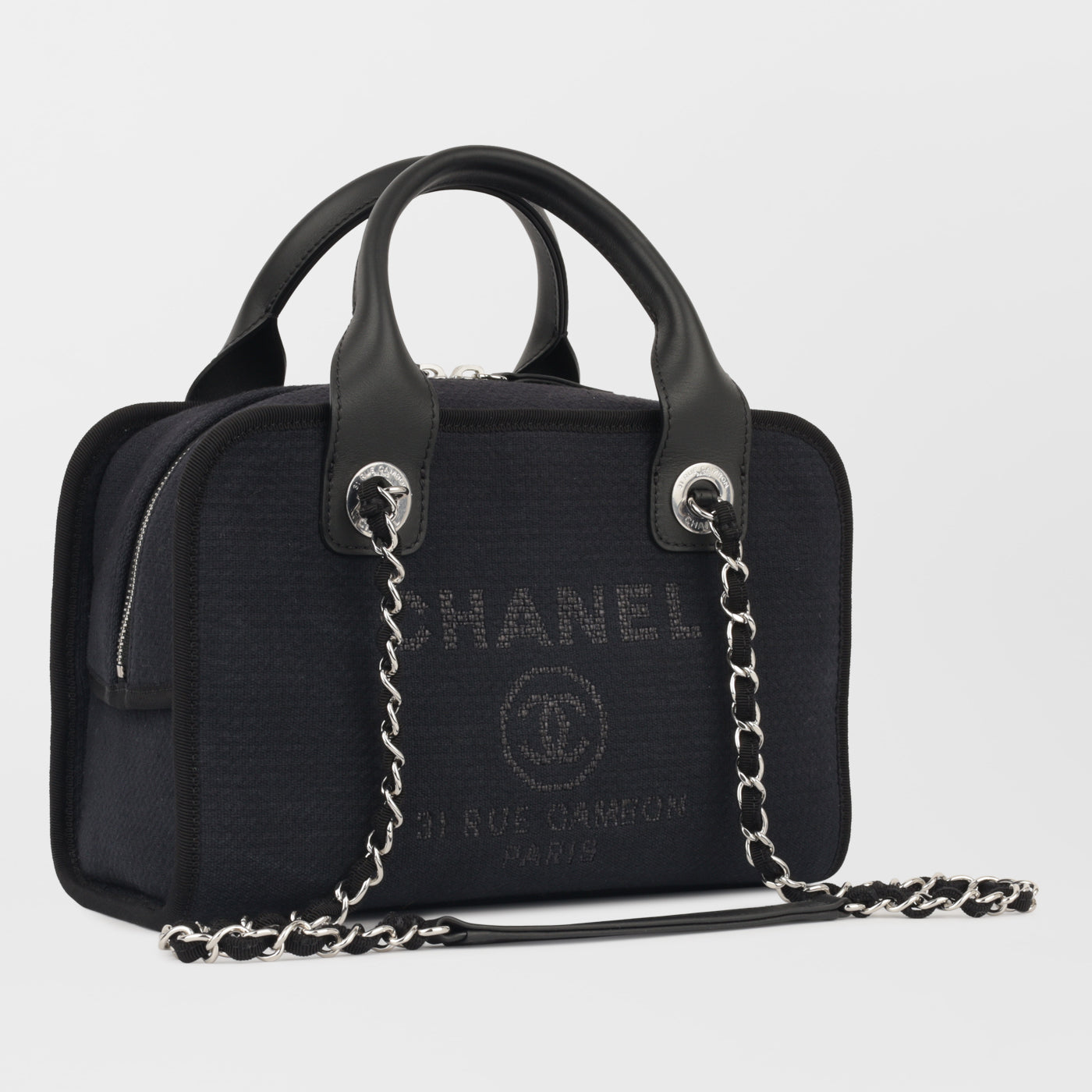 Chanel Deauville Lambskin Black Tote Bag Style 2