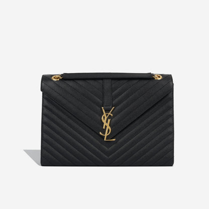 Saint Laurent Envelope Leather Black Shoulder Bag Style 28