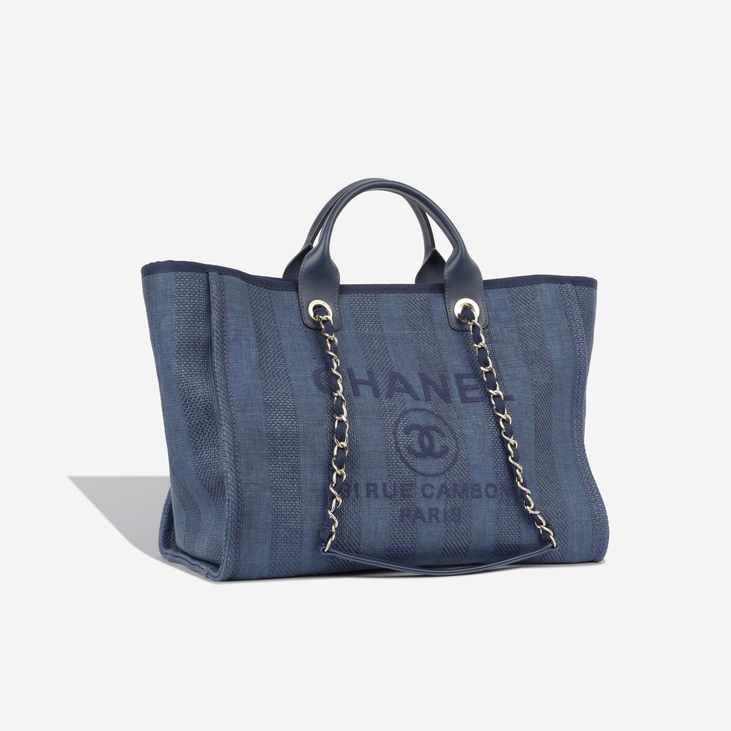 Chanel Deauville Tweed Gold Tote Bag Tweed