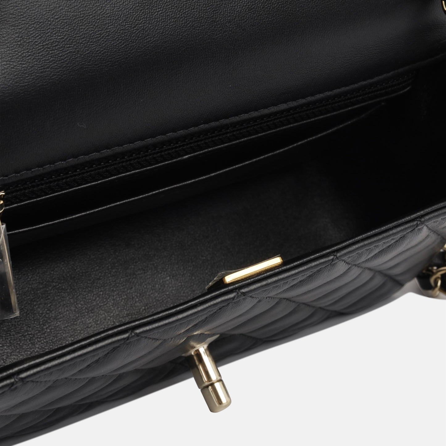 Chanel Classic Flap Lambskin Black Shoulder Bag Style 137