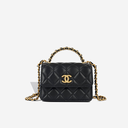 Chanel Classic Flap Lambskin Black Shoulder Bag Style 329