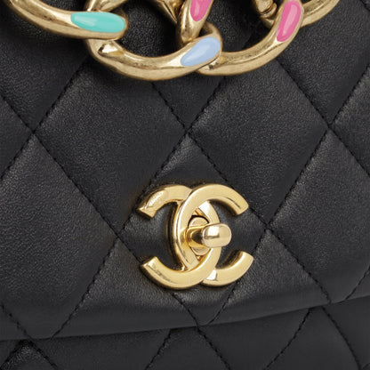 Chanel Seasonal Rainbow Chain Flap - Black Goatskin Ghw