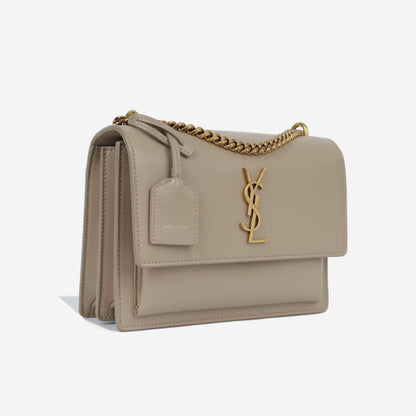 Saint Laurent Sunset Calfskin Beige Shoulder Bag