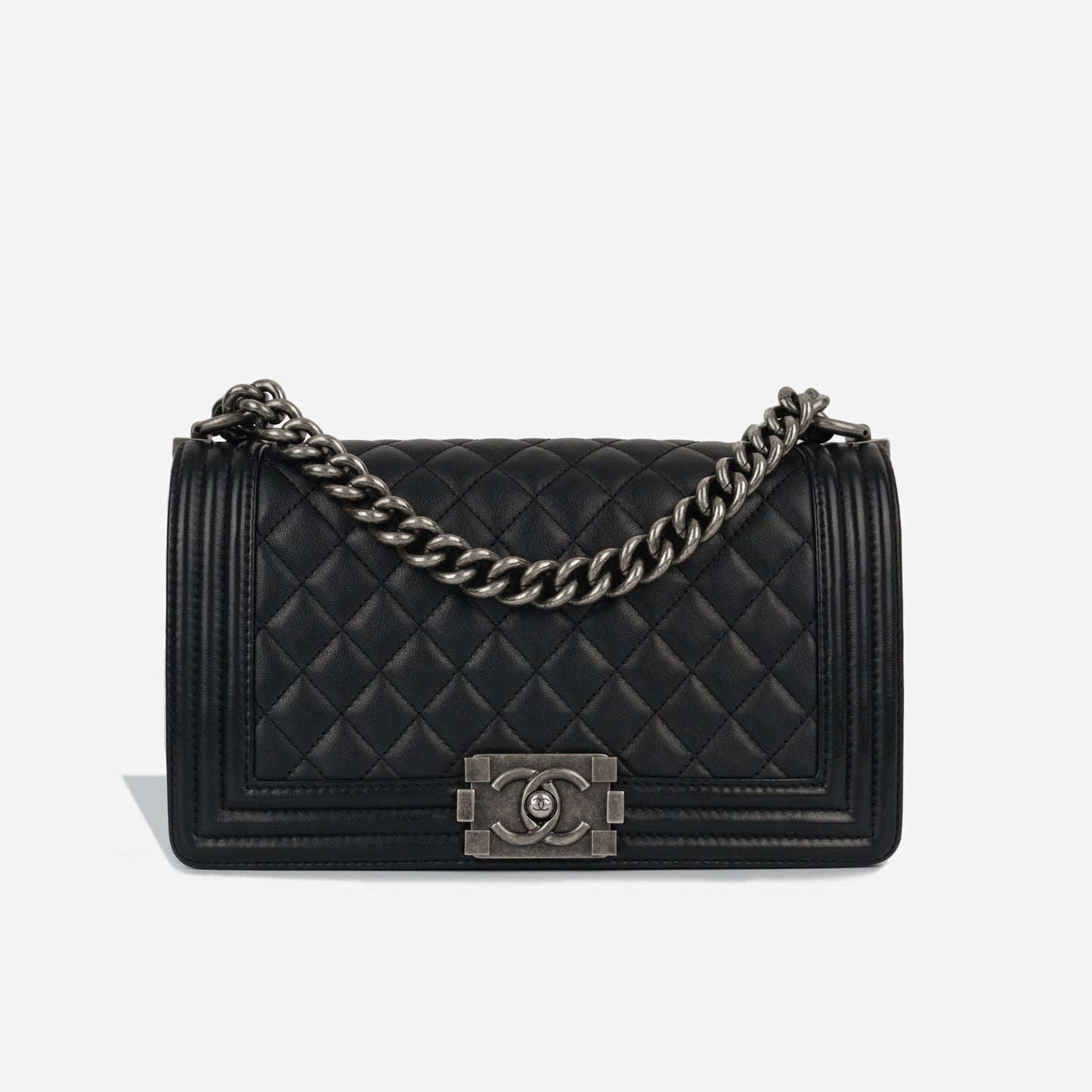 Chanel Boy Bag Lambskin Black Shoulder Bag Style 34