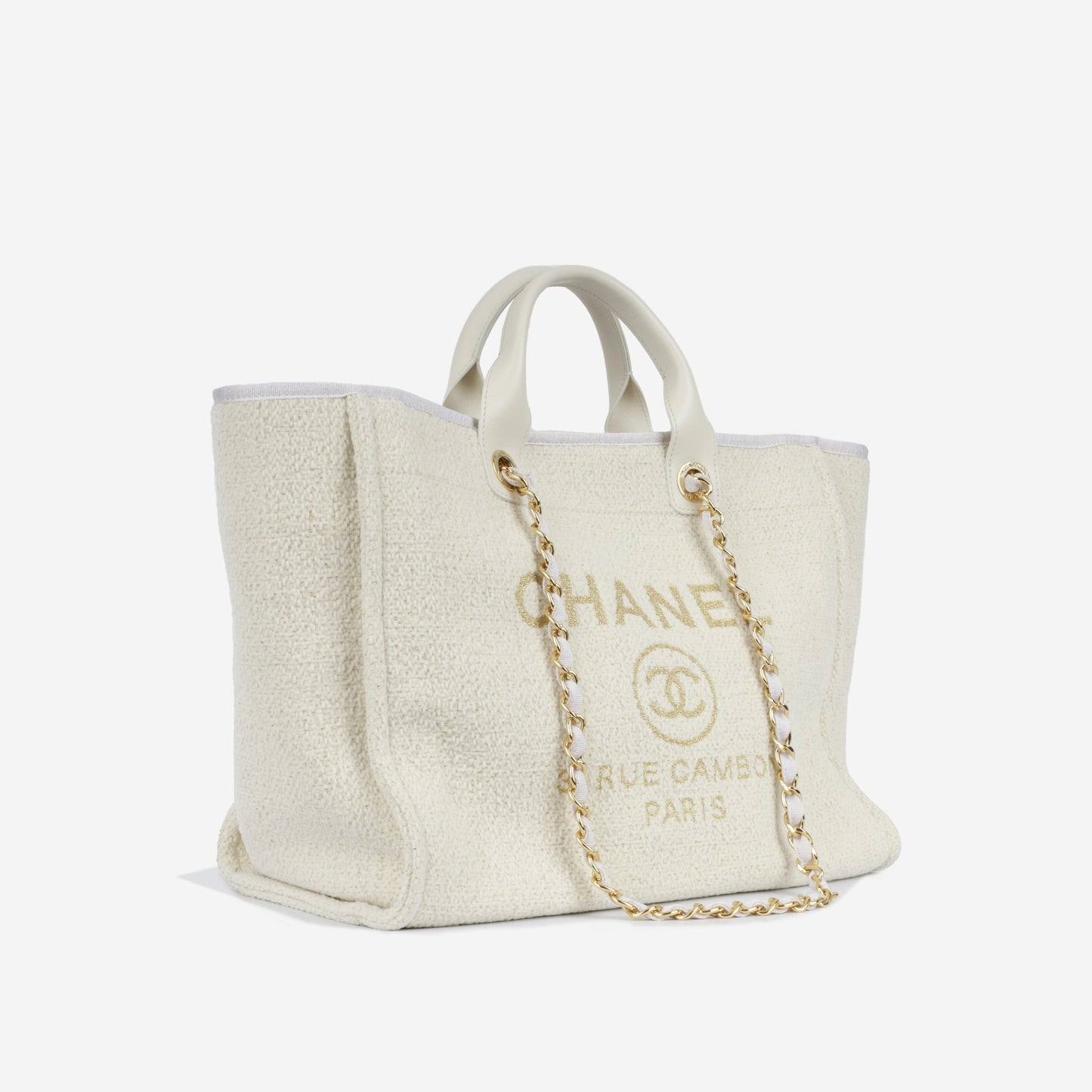 Chanel Deauville Tweed Gold Tote Bag