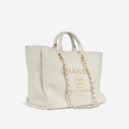 Chanel Deauville Tweed Gold Tote Bag