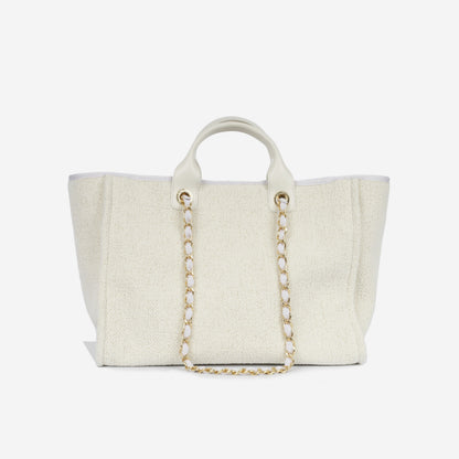 Chanel Deauville Tweed Gold Tote Bag