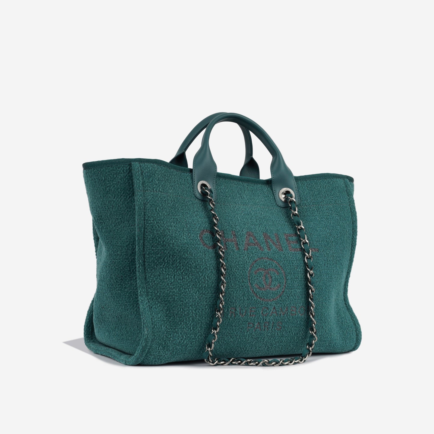 Chanel Deauville Tweed Silver Tote Bag