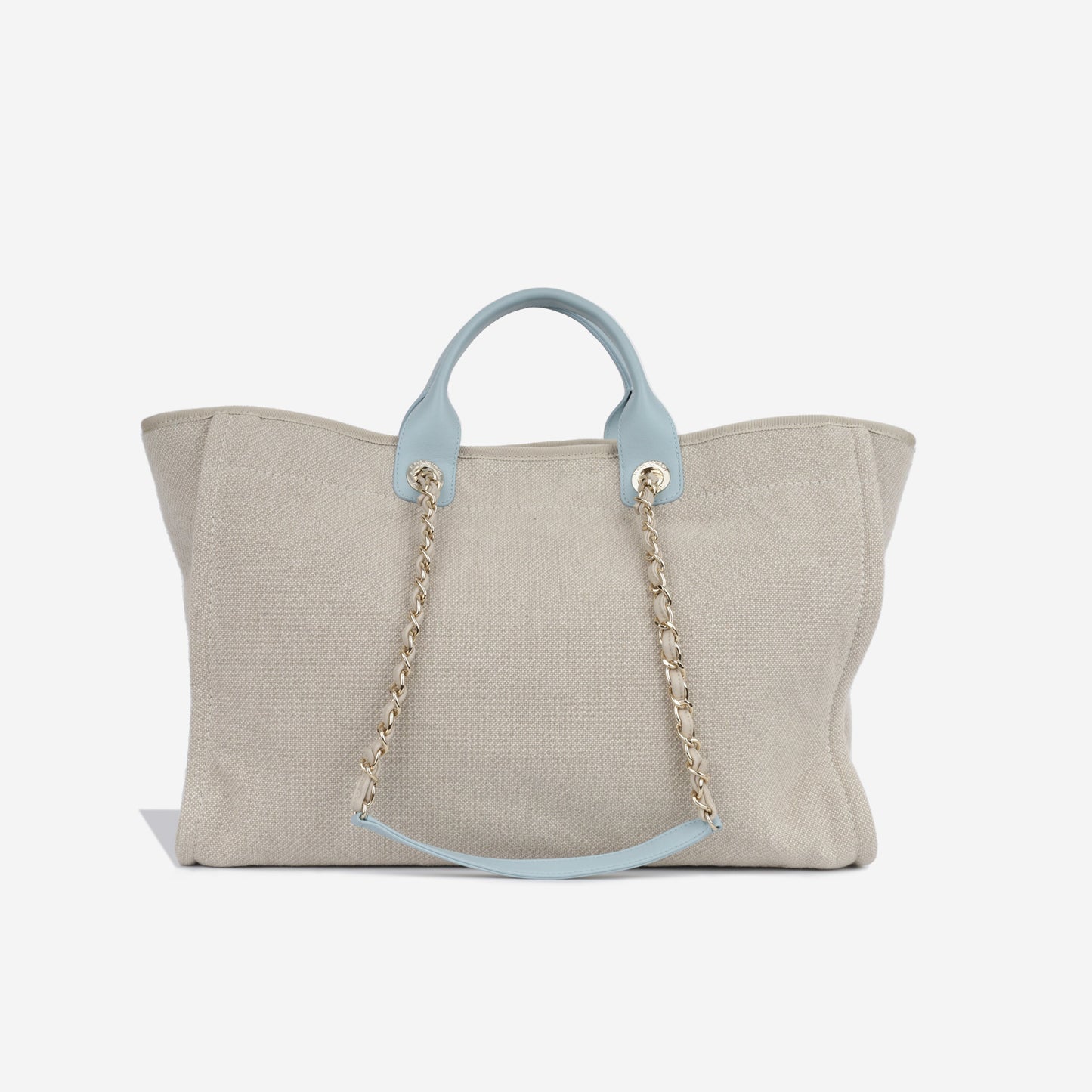 Chanel Deauville Canvas Gold Tote Bag