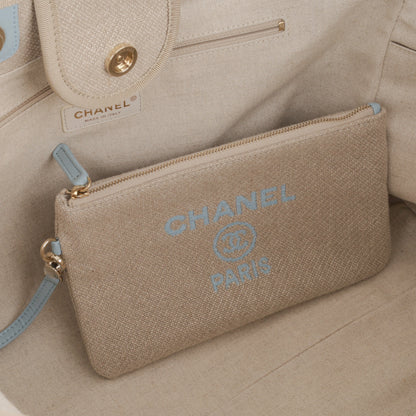 Chanel Deauville Canvas Gold Tote Bag