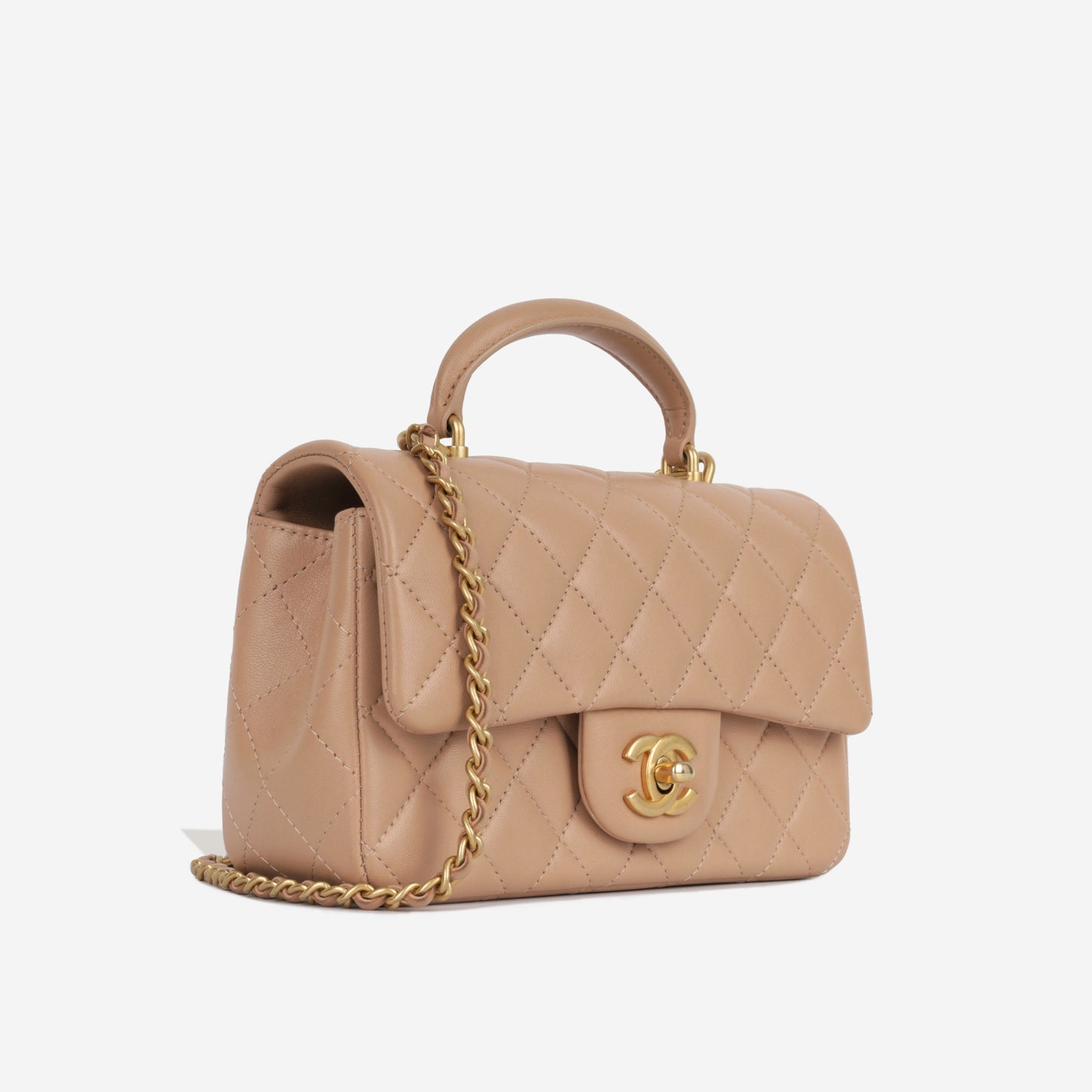 Chanel Classic Flap Lambskin Gold Shoulder Bag Style 129