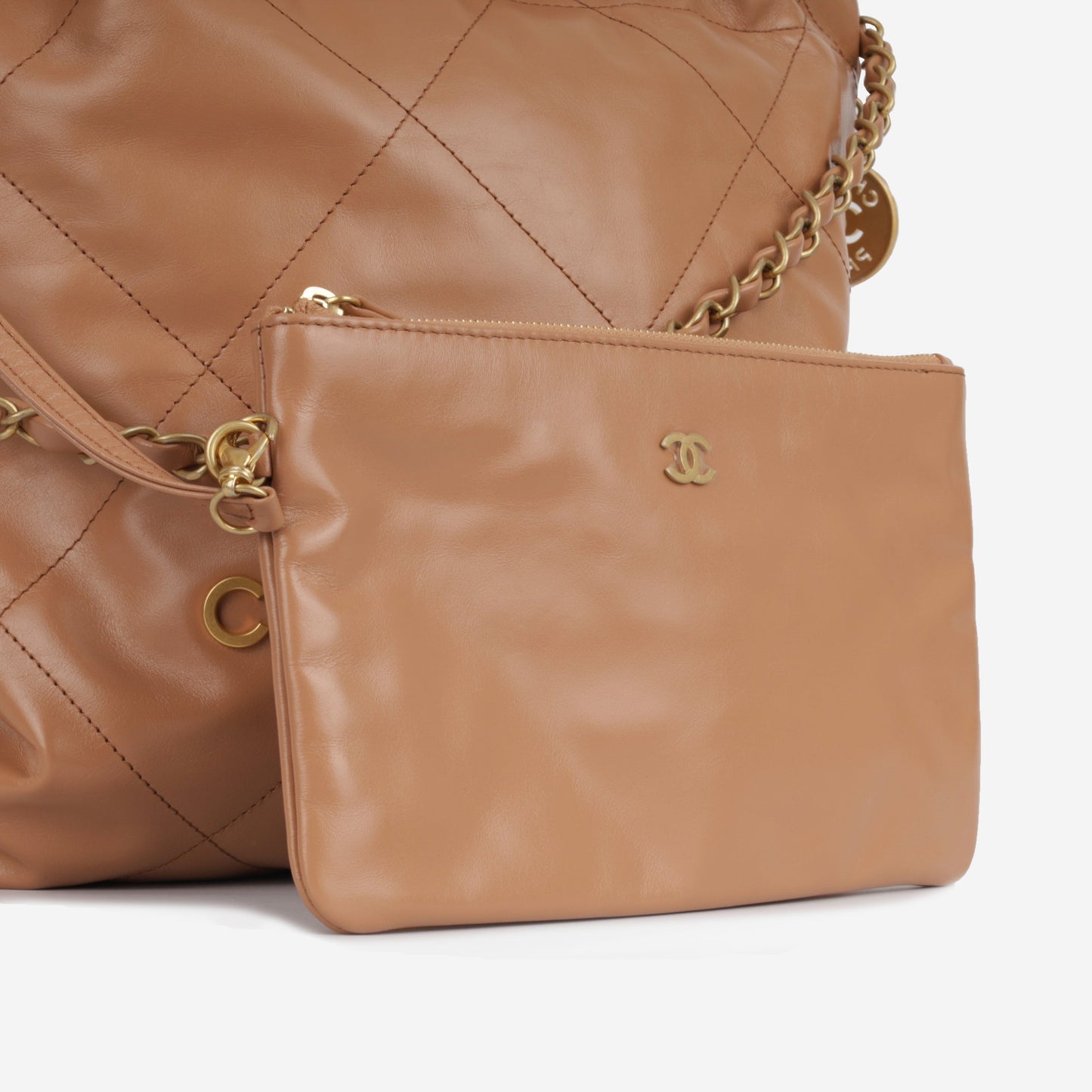 Chanel Luxury Calfskin Gold Tote Bag Style 7