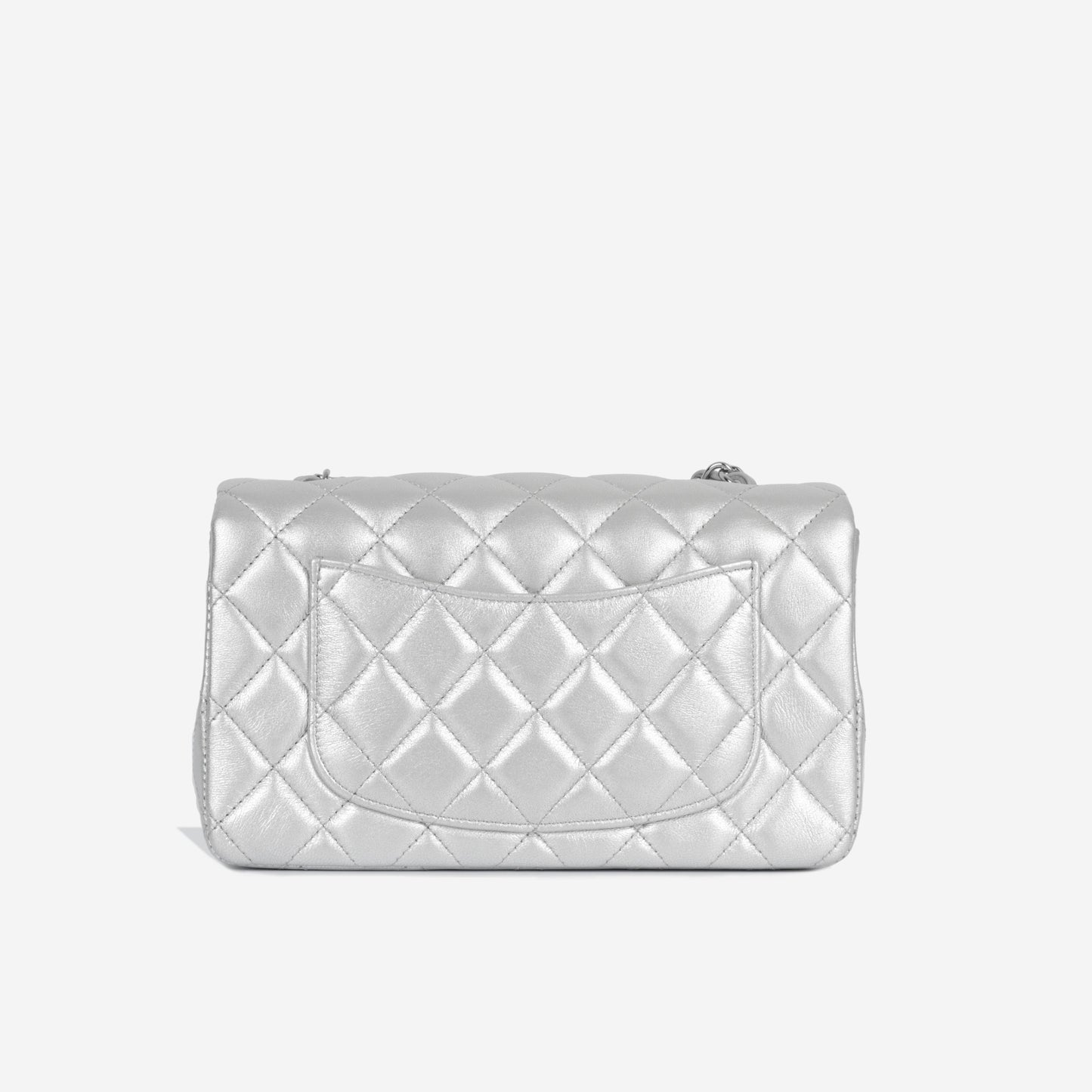 Chanel Classic Flap Lambskin Silver Shoulder Bag Style 23