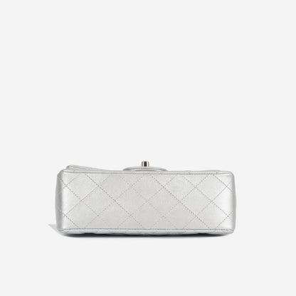 Chanel Classic Flap Lambskin Silver Shoulder Bag Style 23