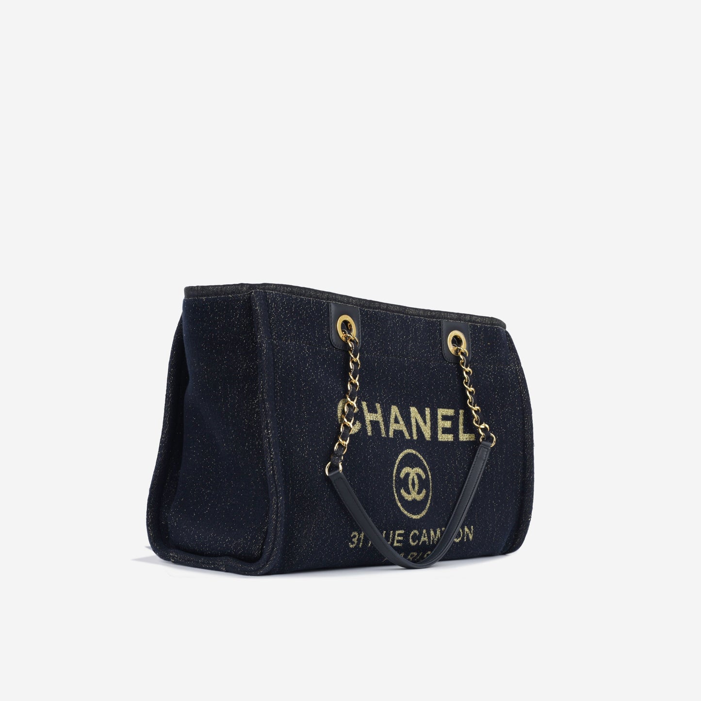 Chanel Deauville Calfskin Gold Tote Bag Calfskin