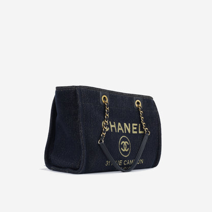 Chanel Deauville Calfskin Gold Tote Bag Calfskin